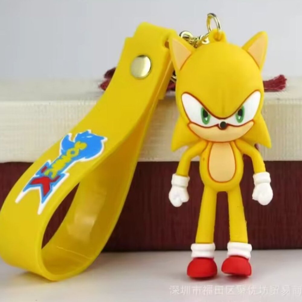 Sonic the Hedgehog Yellow Figure Keychain Strap Backpack Bag Charm - Yellow